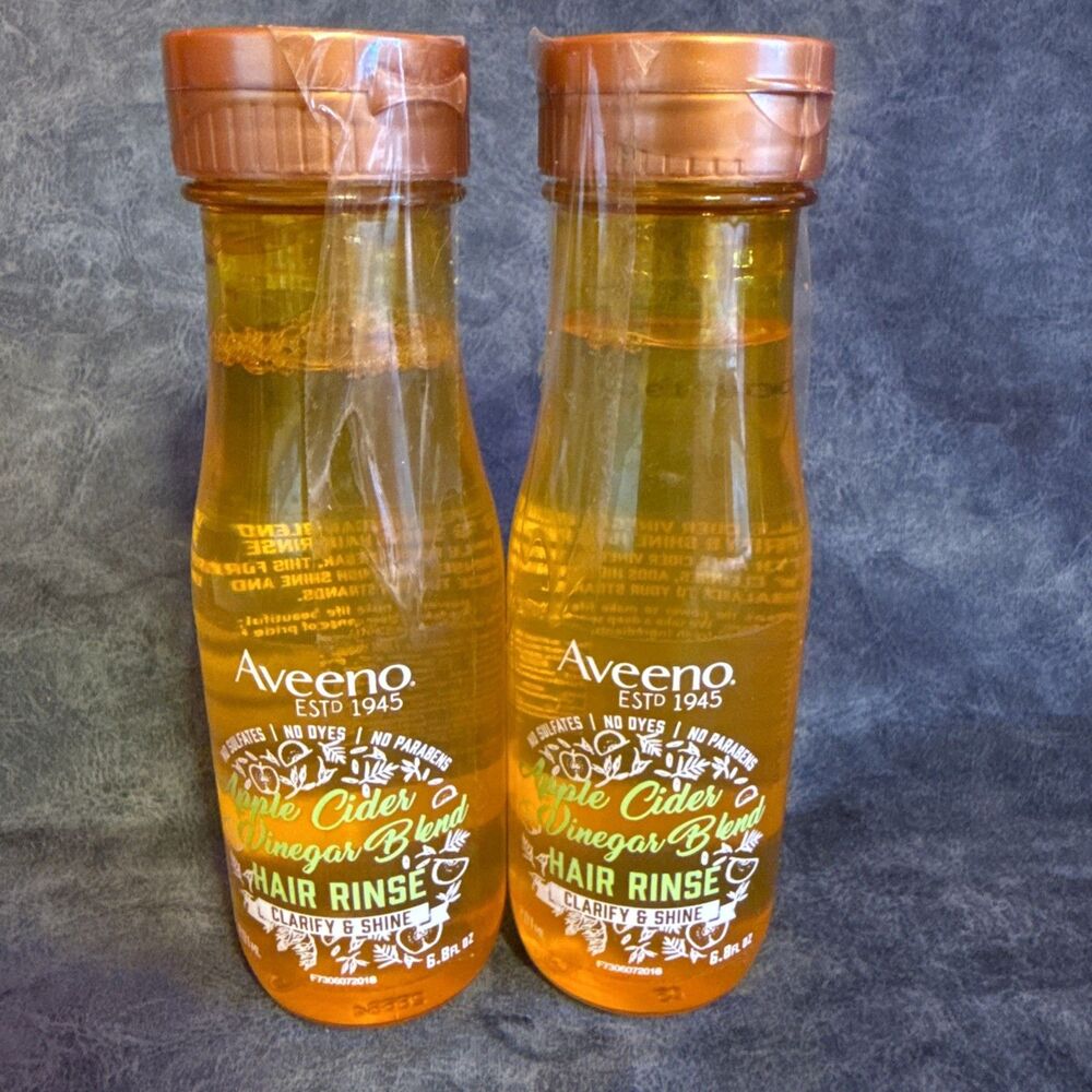 Aveeno Apple Cider Vinegar Blend Hair Rinse Clarify & Shine 6.8 Fl Oz-Lot of 2